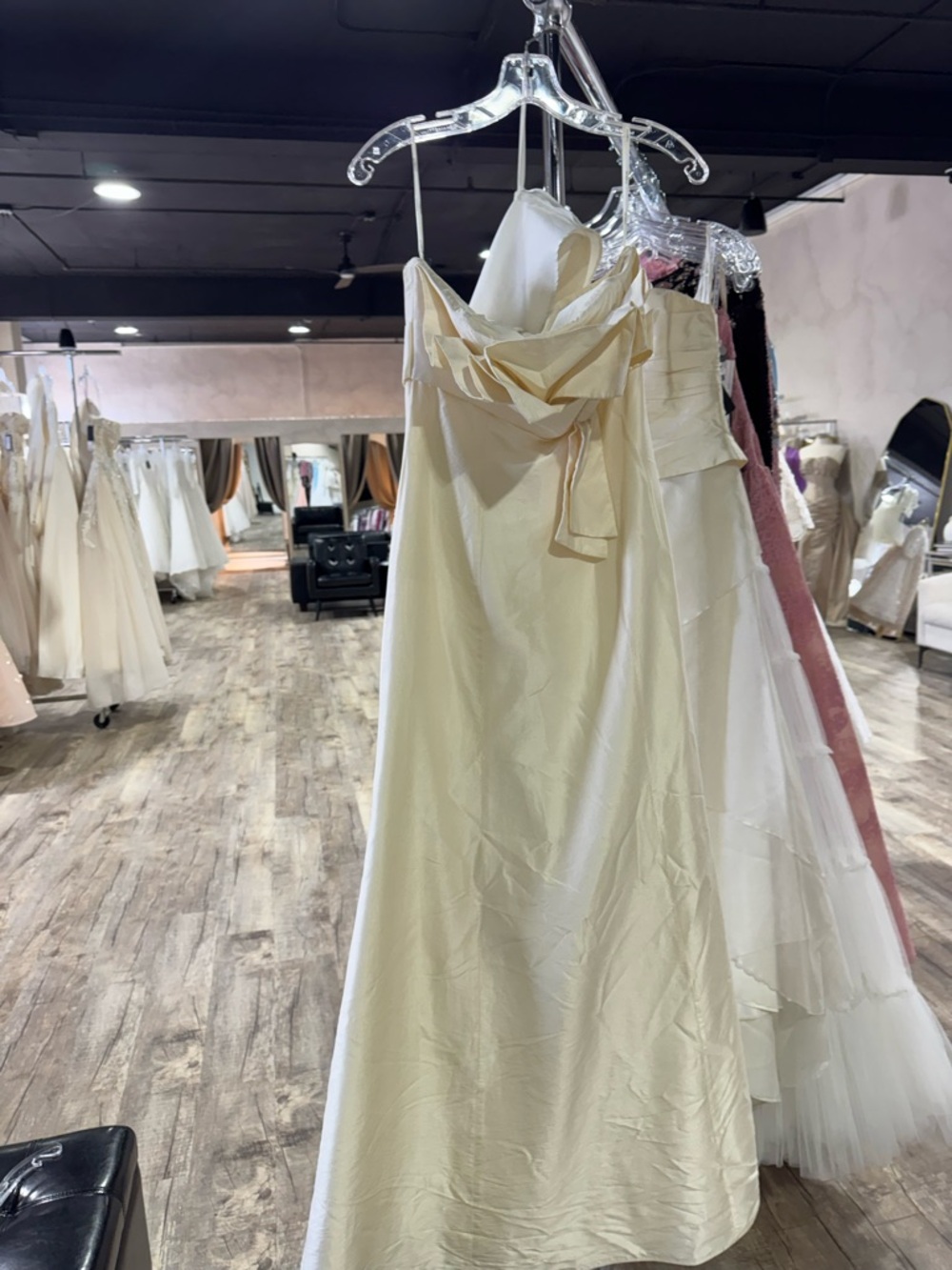 Elegant Cream Maxi Dress with Draped Bodice